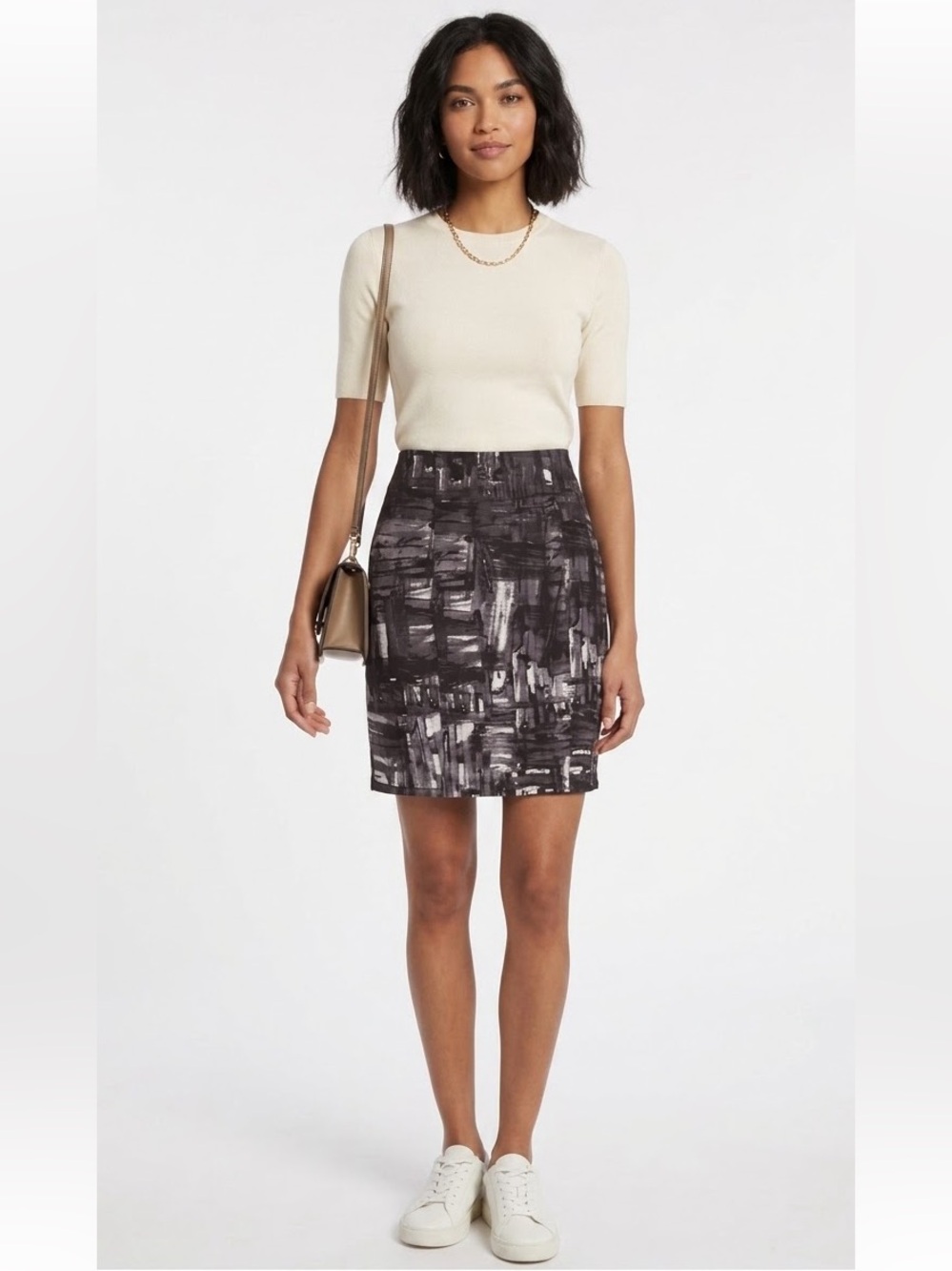 Vince Silk Abstract Printed Silk High Waisted Skirt Size 4 Office Workwear Boho